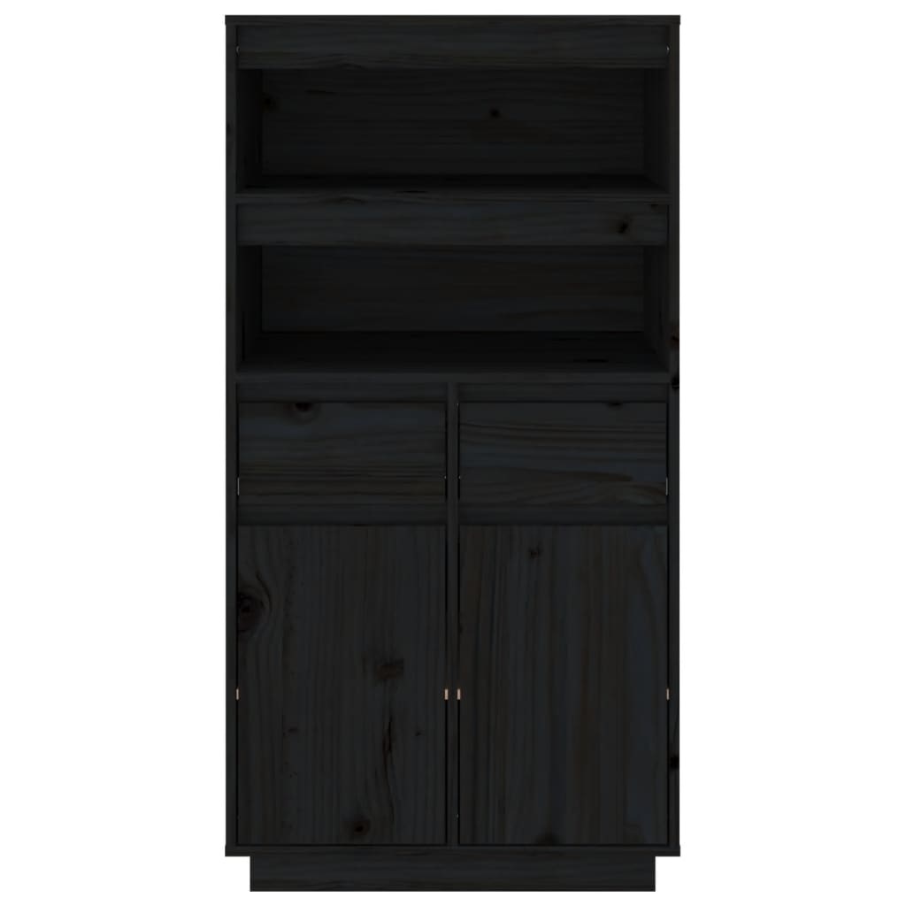 VidaXL Hoge kast 60x40x116,5 cm massief grenenhout zwart
