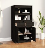 VidaXL Hoge kast 60x40x116,5 cm massief grenenhout zwart