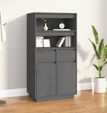 VidaXL Hoge kast 60x40x116,5 cm massief grenenhout grijs