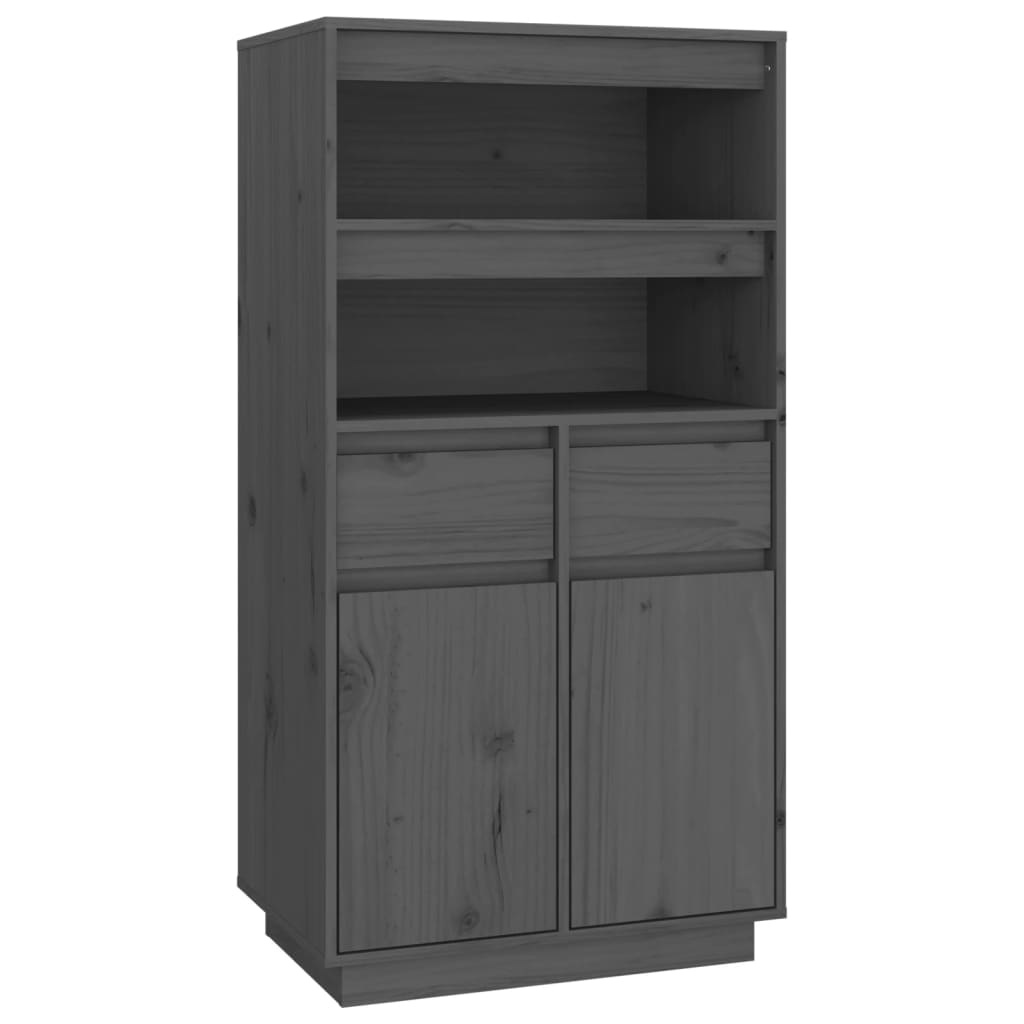VidaXL Hoge kast 60x40x116,5 cm massief grenenhout grijs