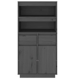 VidaXL Hoge kast 60x40x116,5 cm massief grenenhout grijs