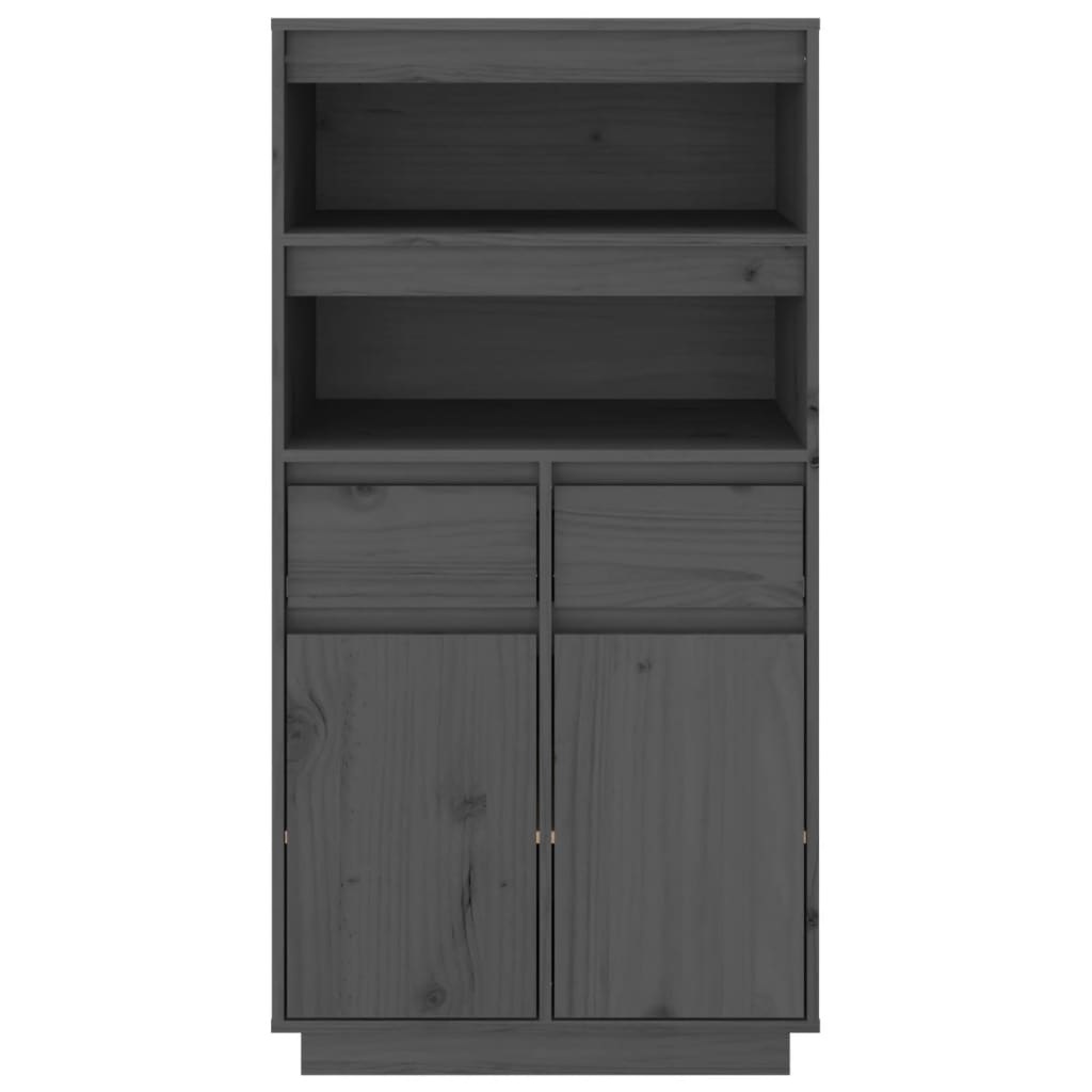 VidaXL Hoge kast 60x40x116,5 cm massief grenenhout grijs