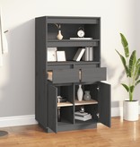 VidaXL Hoge kast 60x40x116,5 cm massief grenenhout grijs