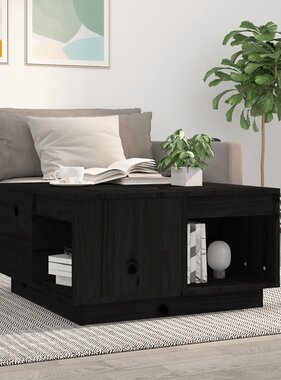 VidaXL Salontafel 60x61x32,5 cm massief grenenhout zwart