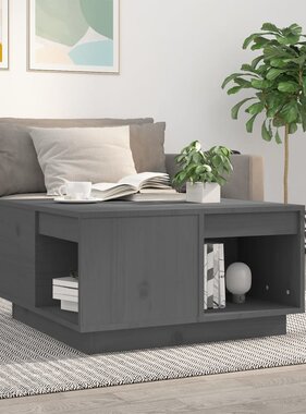 VidaXL Salontafel 60x61x32,5 cm massief grenenhout grijs