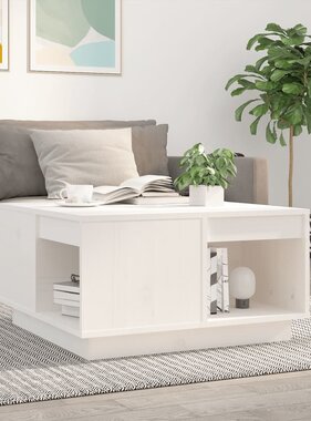 VidaXL Salontafel 60x61x32,5 cm massief grenenhout wit