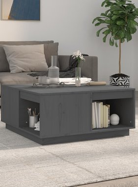 vidaXL Salontafel 80x81x36,5 cm massief grenenhout grijs