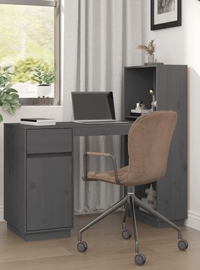 VidaXL Bureau 110x53x117 cm massief grenenhout grijs