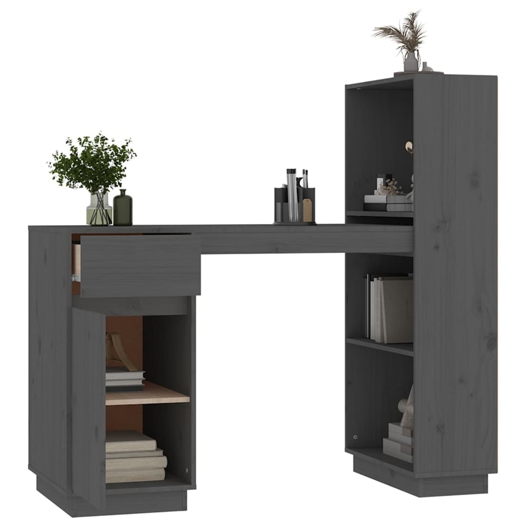 VidaXL Bureau 110x53x117 cm massief grenenhout grijs