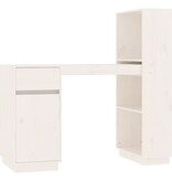 VidaXL Bureau 110x53x117 cm massief grenenhout wit