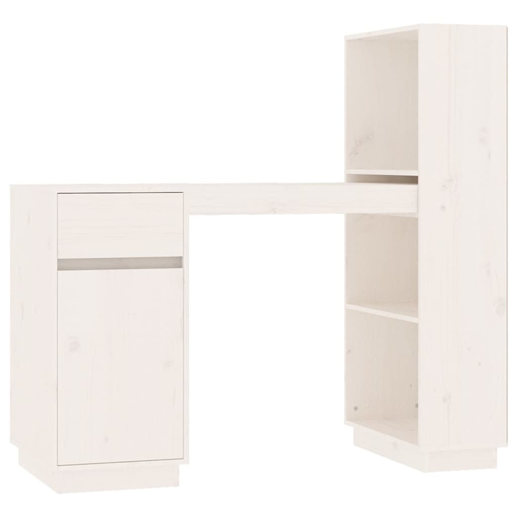 VidaXL Bureau 110x53x117 cm massief grenenhout wit