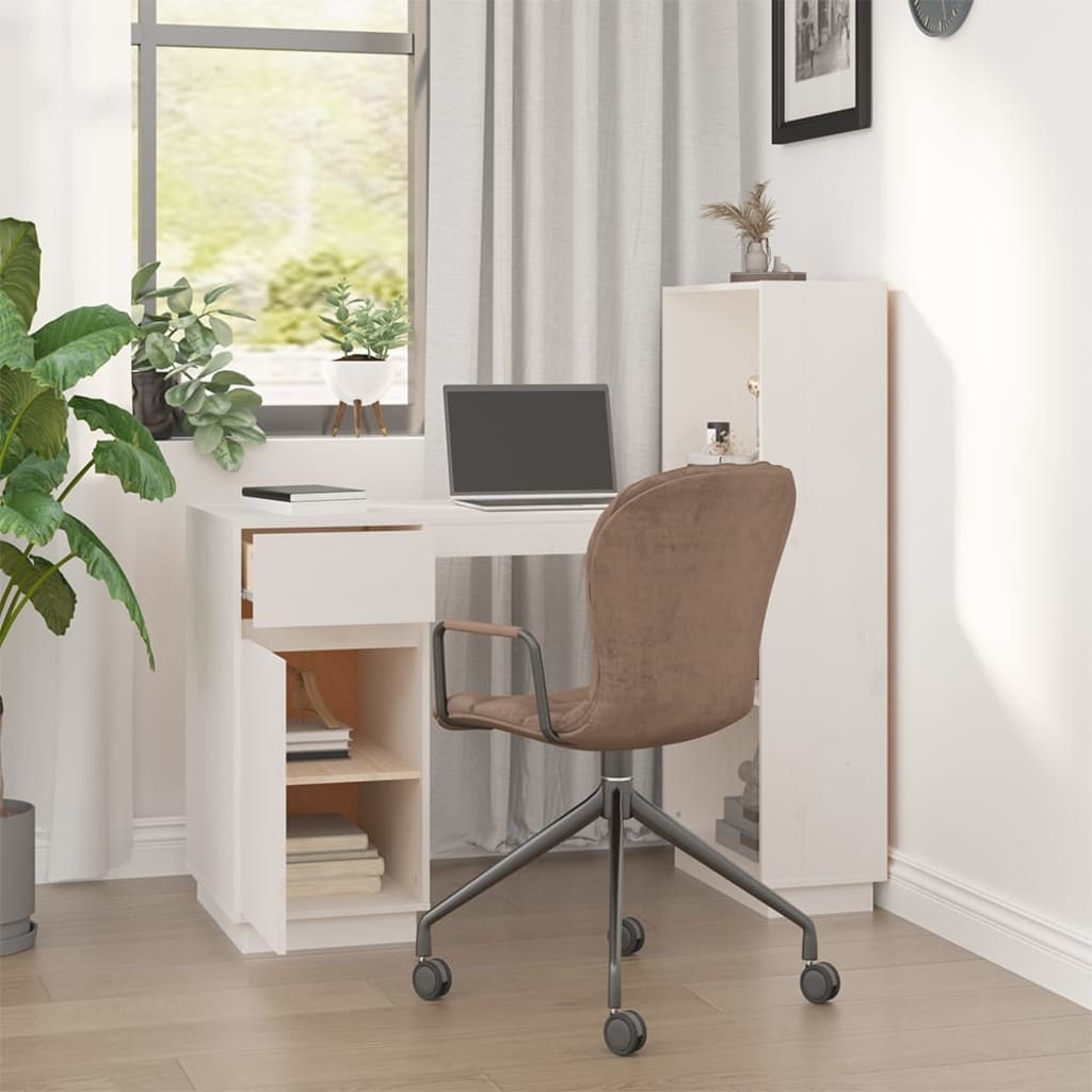 VidaXL Bureau 110x53x117 cm massief grenenhout wit