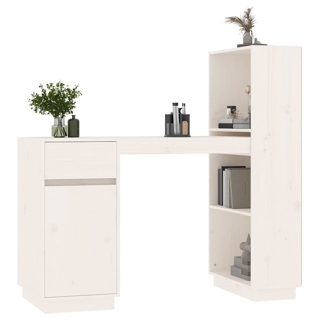 VidaXL Bureau 110x53x117 cm massief grenenhout wit