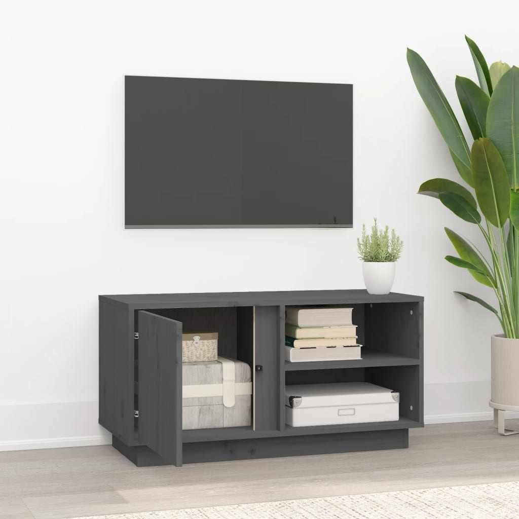 VidaXL Tv-meubel 80x35x40,5 cm massief grenenhout grijs