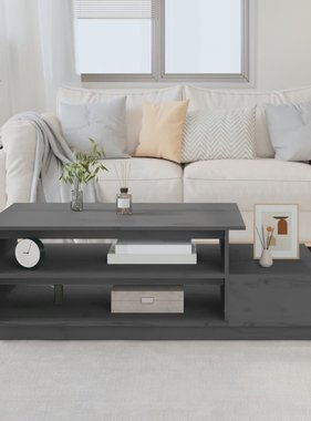 VidaXL Salontafel 120x50x40,5 cm massief grenenhout grijs