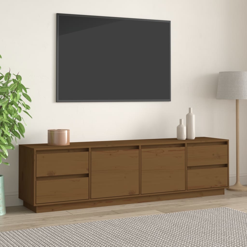 VidaXL Tv-meubel 176x37x47,5 cm massief grenenhout honingbruin
