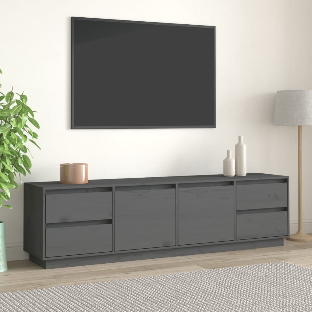 VidaXL Tv-meubel 176x37x47,5 cm massief grenenhout grijs