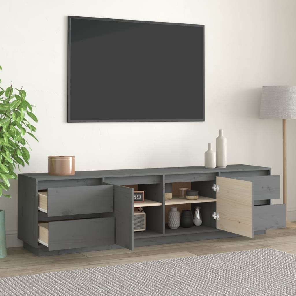 VidaXL Tv-meubel 176x37x47,5 cm massief grenenhout grijs