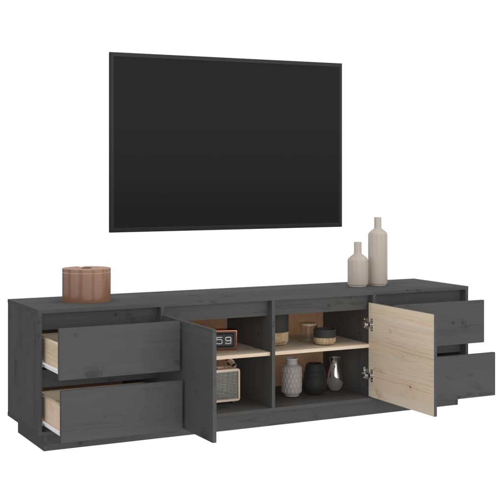 VidaXL Tv-meubel 176x37x47,5 cm massief grenenhout grijs