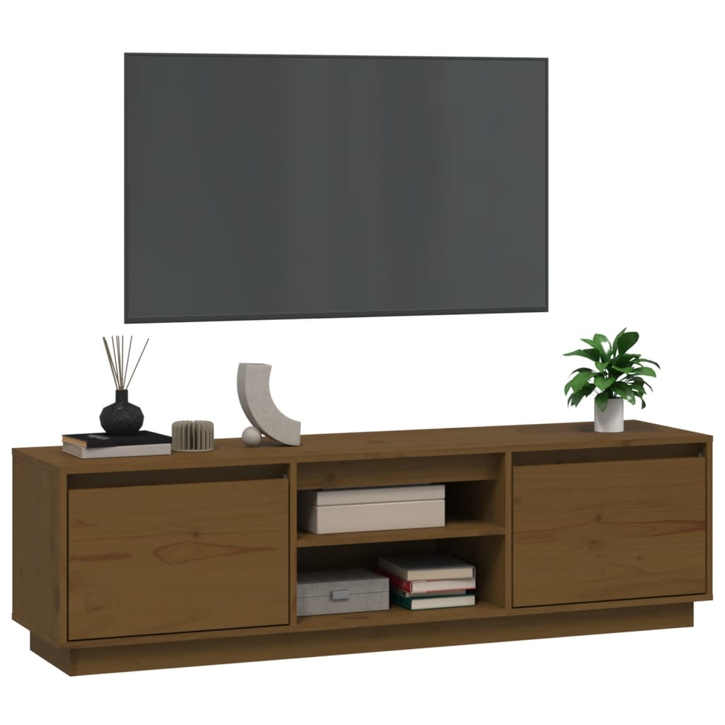 VidaXL Tv-meubel 140x35x40 cm massief grenenhout honingbruin