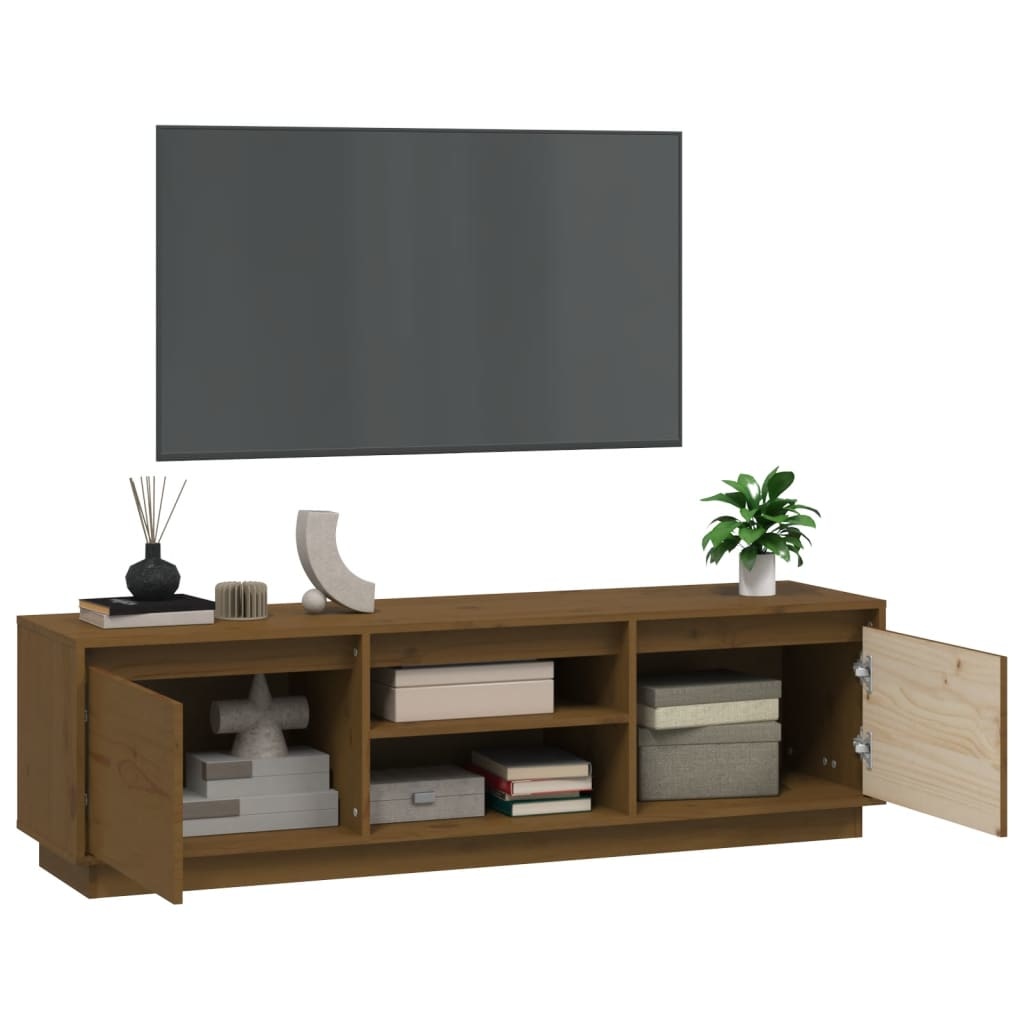 VidaXL Tv-meubel 140x35x40 cm massief grenenhout honingbruin
