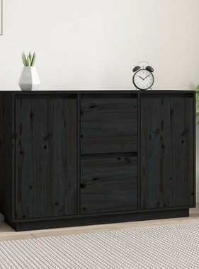 VidaXL Dressoir 111x34x75 cm massief grenenhout zwart