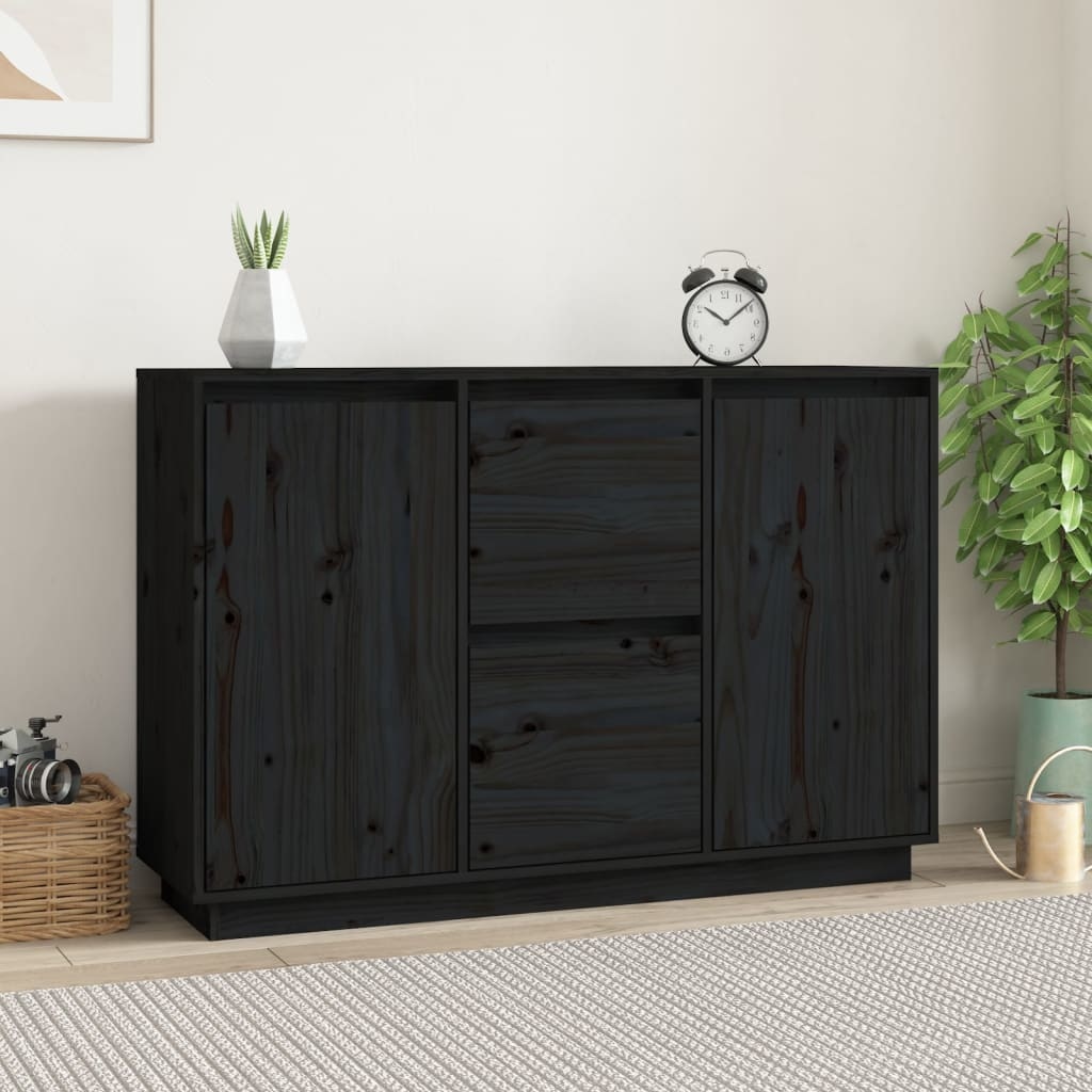 VidaXL Dressoir 111x34x75 cm massief grenenhout zwart