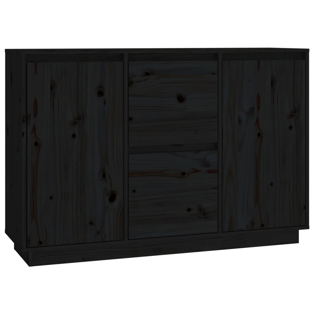 VidaXL Dressoir 111x34x75 cm massief grenenhout zwart