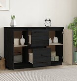 VidaXL Dressoir 111x34x75 cm massief grenenhout zwart