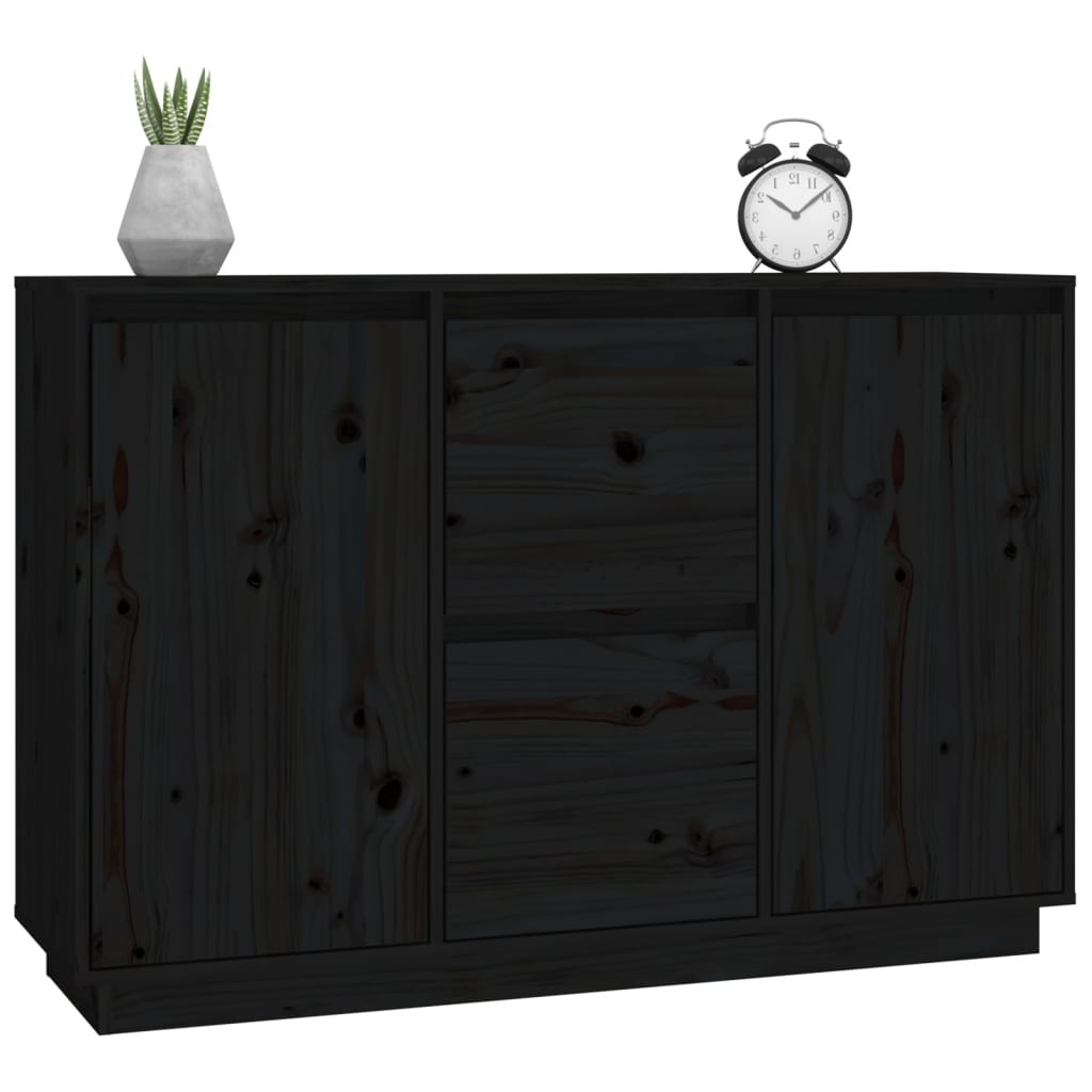 VidaXL Dressoir 111x34x75 cm massief grenenhout zwart