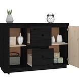 VidaXL Dressoir 111x34x75 cm massief grenenhout zwart