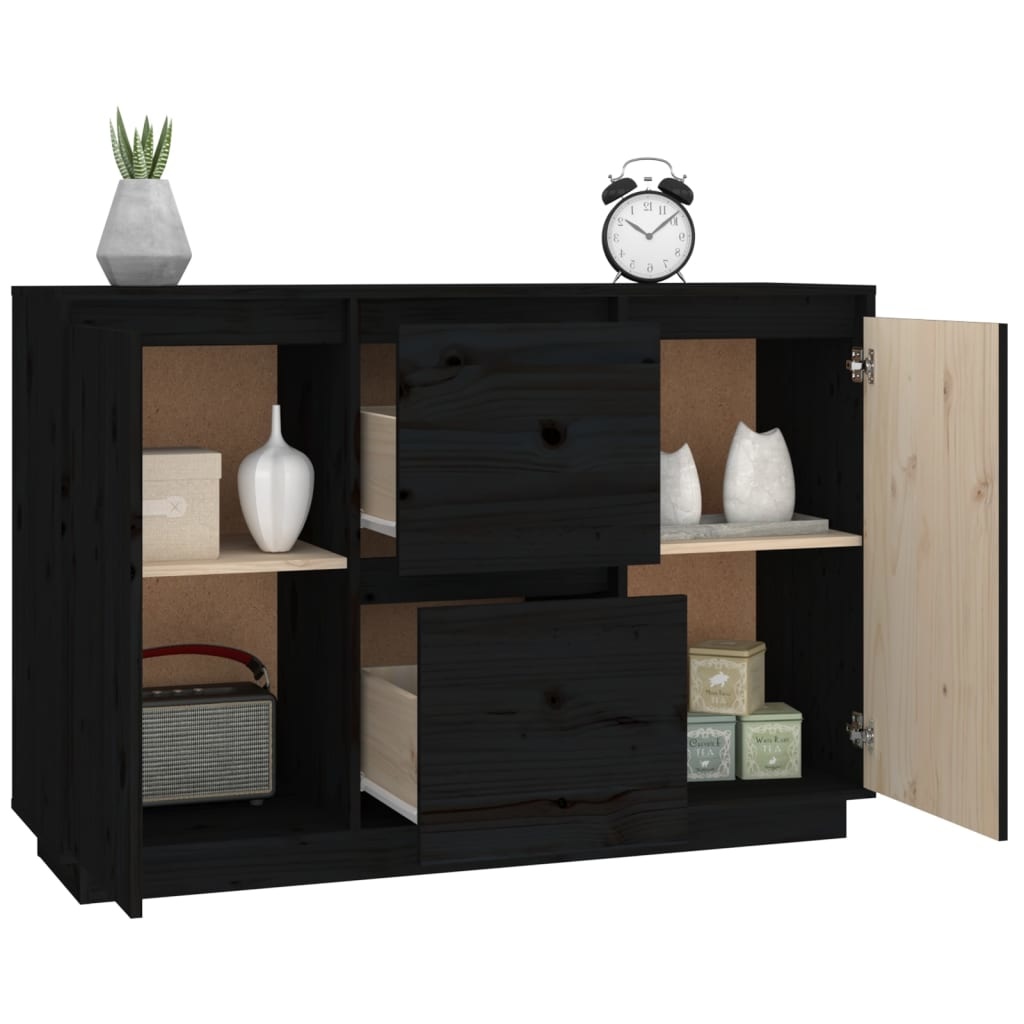 VidaXL Dressoir 111x34x75 cm massief grenenhout zwart