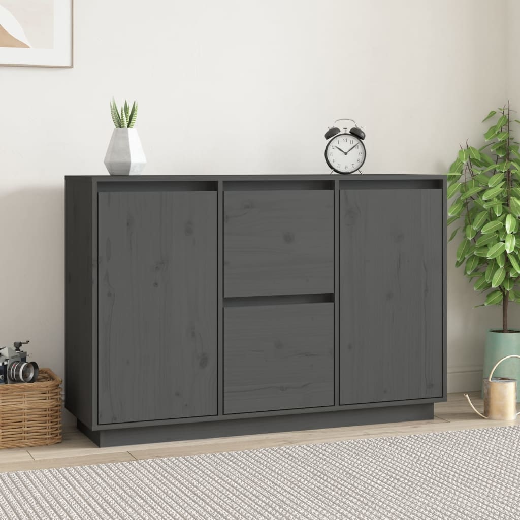 VidaXL Dressoir 111x34x75 cm massief grenenhout grijs