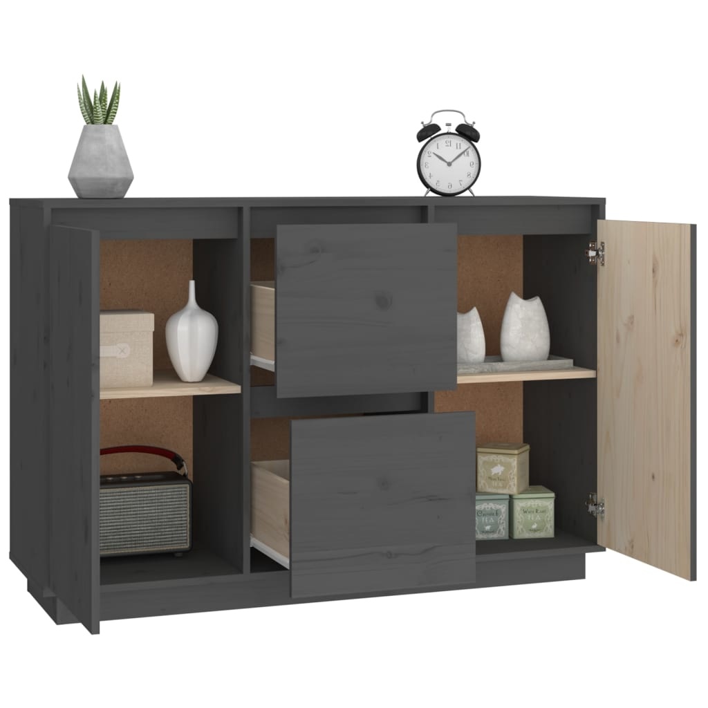 VidaXL Dressoir 111x34x75 cm massief grenenhout grijs