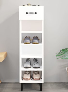 VidaXL Schoenenkast 30x35x105 cm bewerkt hout hoogglans wit