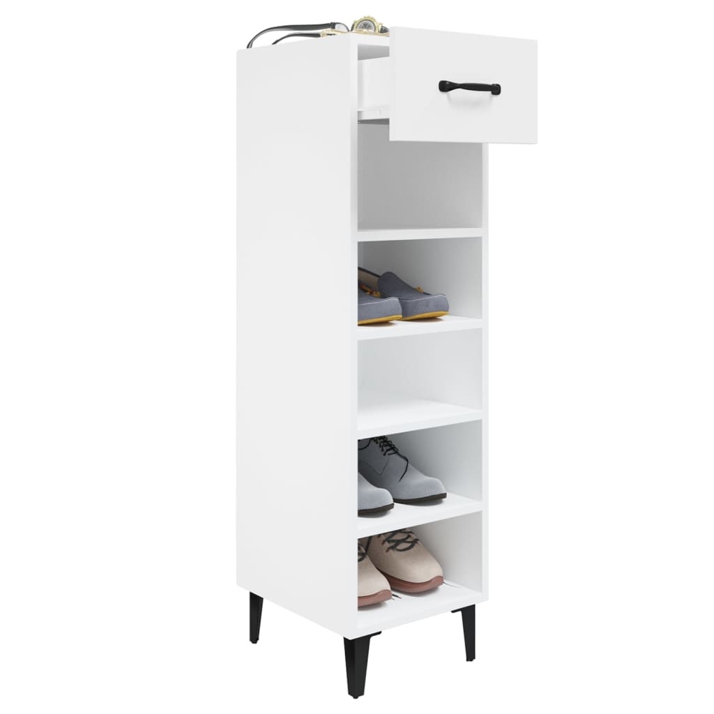 VidaXL Schoenenkast 30x35x105 cm bewerkt hout hoogglans wit