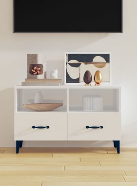 VidaXL Tv-meubel 80x36x50 cm bewerkt hout hoogglans wit