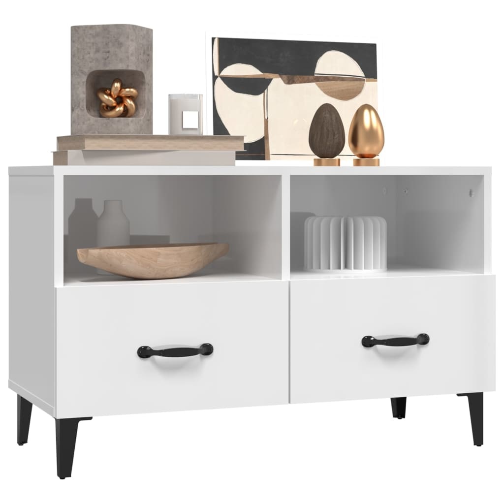 VidaXL Tv-meubel 80x36x50 cm bewerkt hout hoogglans wit