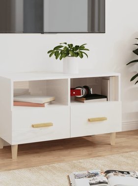 VidaXL Tv-meubel 80x36x50 cm bewerkt hout hoogglans wit