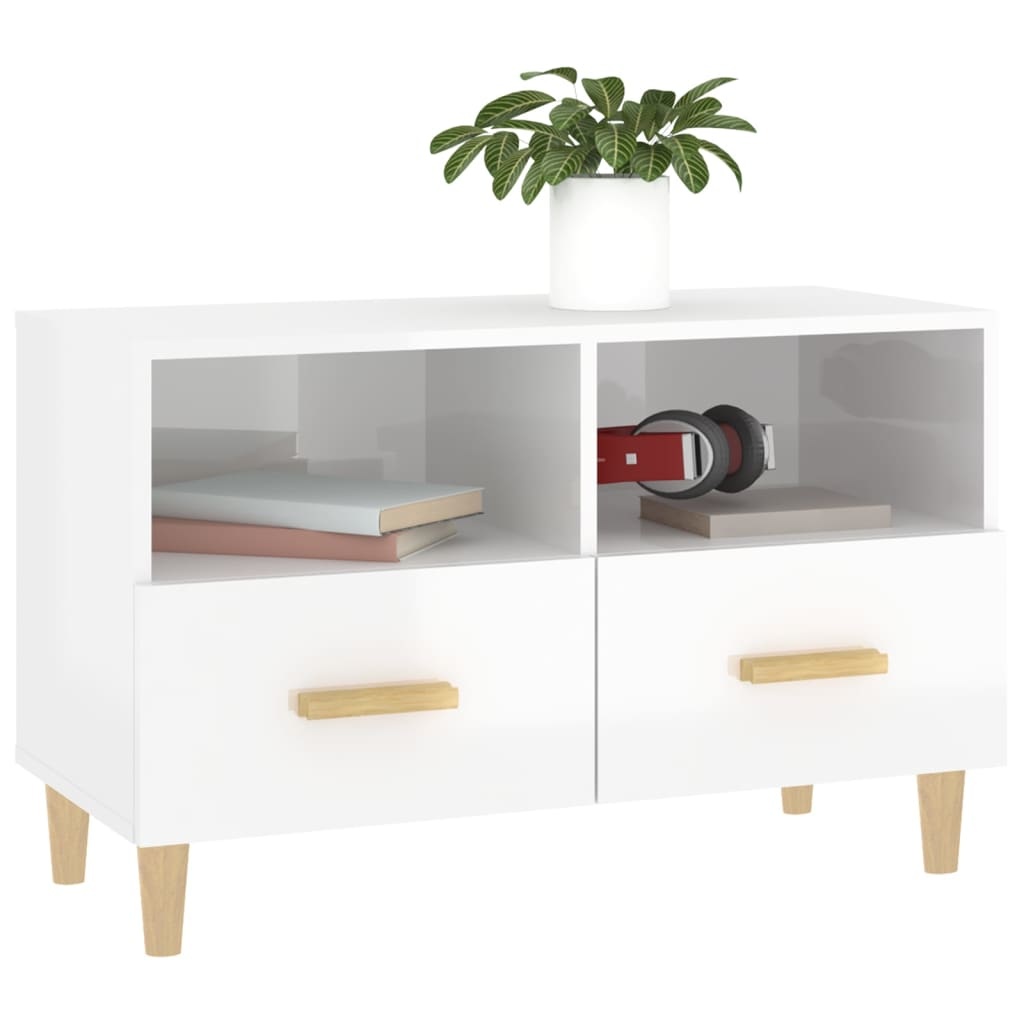 VidaXL Tv-meubel 80x36x50 cm bewerkt hout hoogglans wit