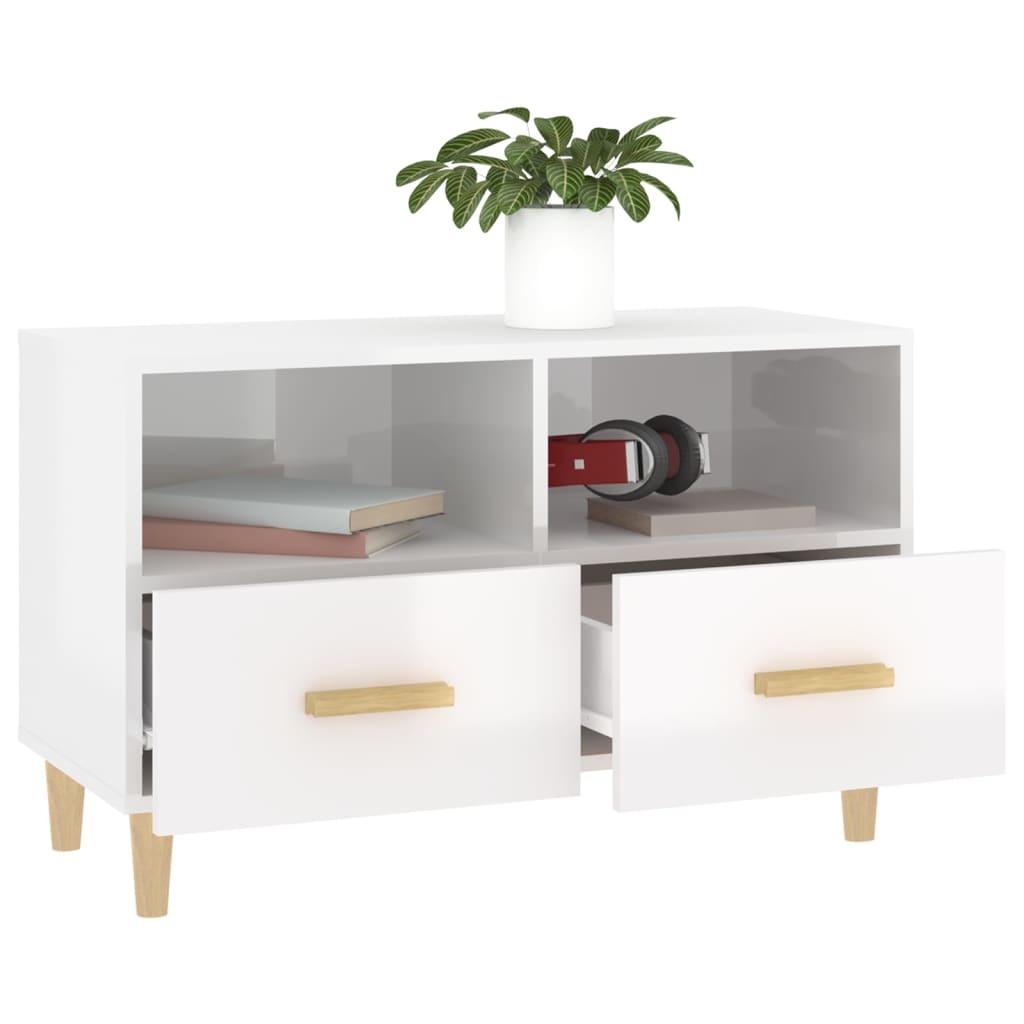 VidaXL Tv-meubel 80x36x50 cm bewerkt hout hoogglans wit