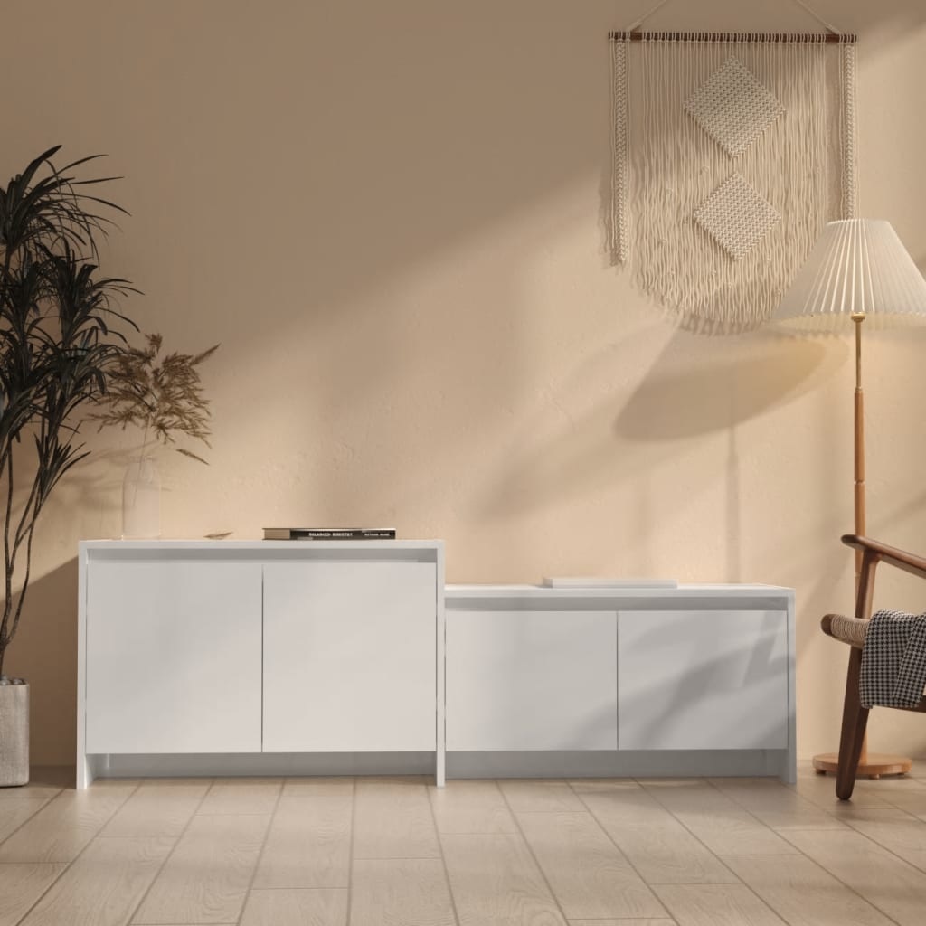 VidaXL Tv-meubel 146,5x35x50 cm spaanplaat hoogglans wit