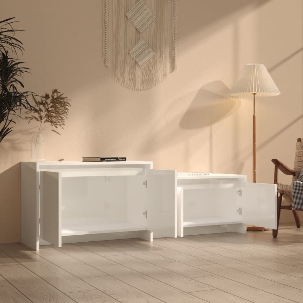VidaXL Tv-meubel 146,5x35x50 cm spaanplaat hoogglans wit