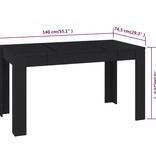 vidaXL Eettafel 140x74,5x76 cm spaanplaat zwart