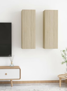 VidaXL Tv-meubelen 2 st 30,5x30x90 cm spaanplaat sonoma eikenkleurig