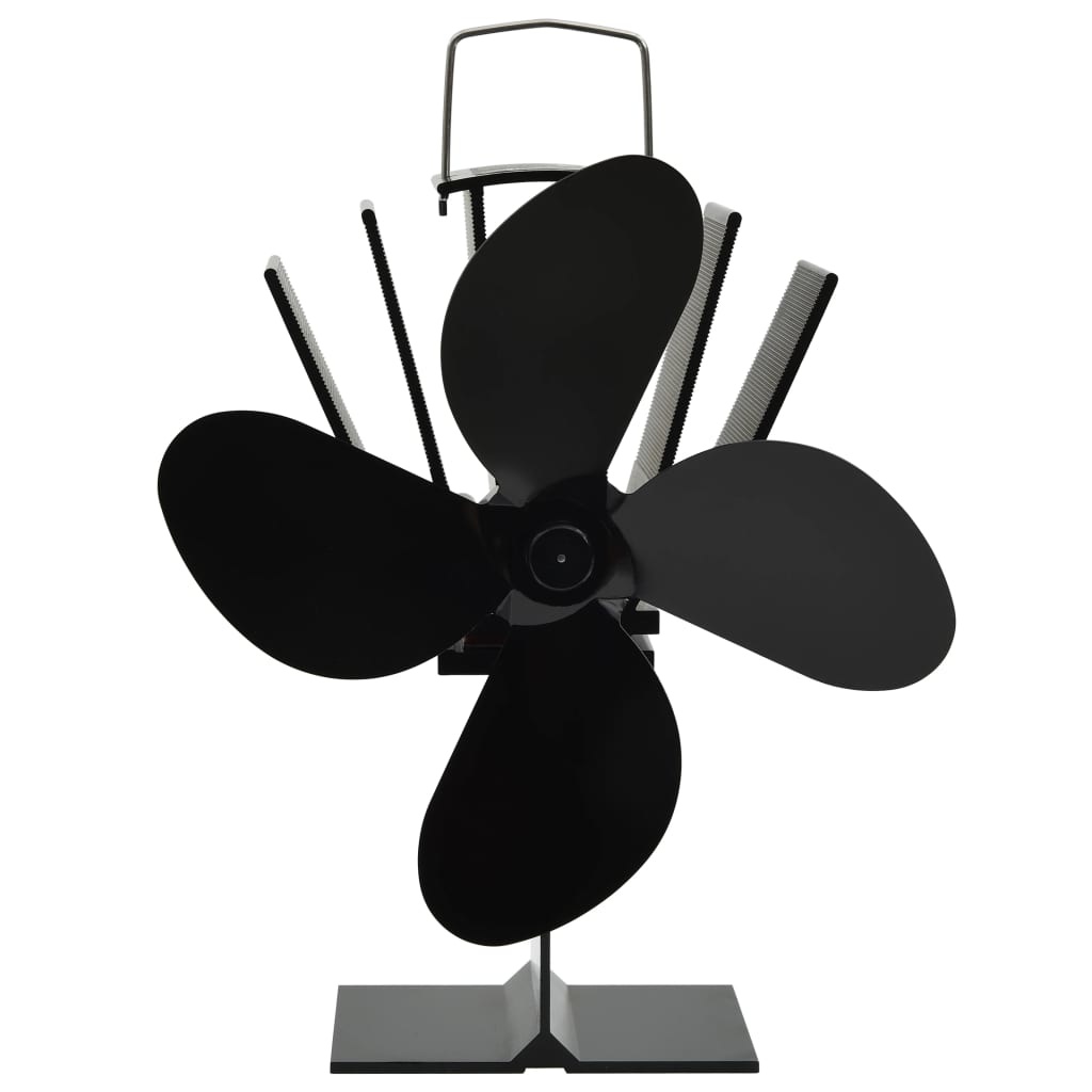 VidaXL Kachelventilator met 4 vinnen zwart