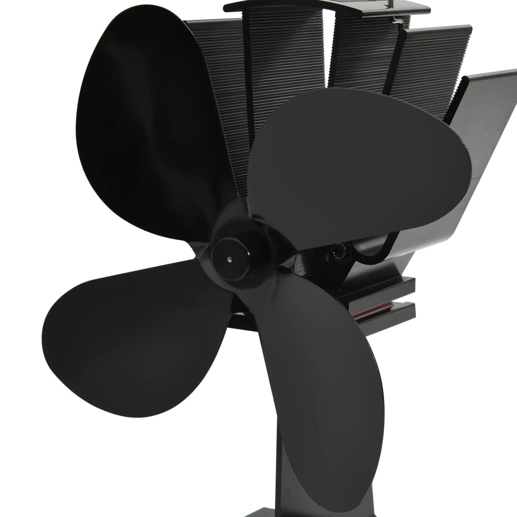 VidaXL Kachelventilator met 4 vinnen zwart