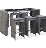 VidaXL 7-delige Tuinbarset met kussens poly rattan grijs