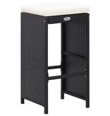 VidaXL 7-delige Tuinbarset met kussens poly rattan zwart