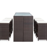 VidaXL 7-delige Tuinbarset met kussens poly rattan bruin